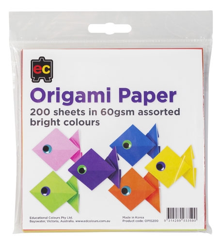 Origami Paper Bright Cols PK200 EC